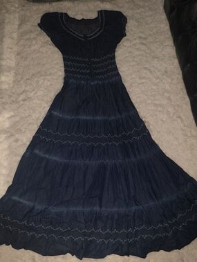 Boho Tiered Navy Maxi Dress